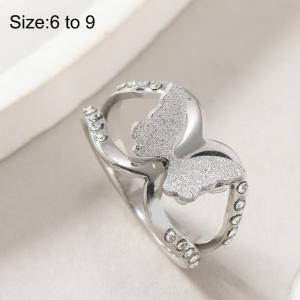 Stainless Steel Stone&Crystal Ring - KR1087800-WGZQ