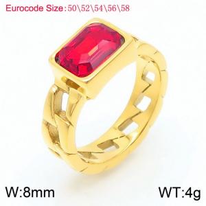 Stainless Steel Red Stone Charm Rings Gold Color - KR1087851-GC