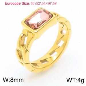 Stainless Steel Champagne Stone Charm Rings Gold Color - KR1087853-GC