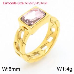 Stainless Steel pink Stone Charm Rings Gold Color - KR1087855-GC