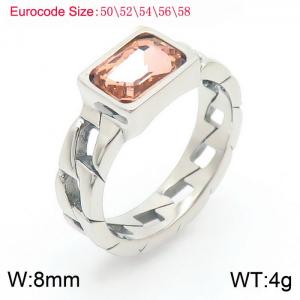 Stainless Steel Champagne Stone Charm Rings Silver Color - KR1087856-GC