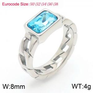 Stainless Steel Lake Placid Blue Stone Charm Rings Silver Color - KR1087861-GC