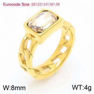 Stainless Steel Stone Charm Rings Gold Color - KR1087862-GC