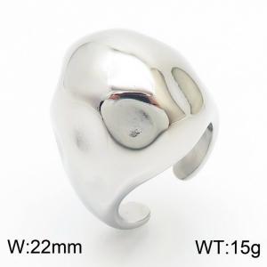 Stainless steel hammer patterned spherical three-dimensional dome opening ring - KR1088024-WGJD