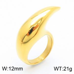 Women Polished Gold-Plated Stainless Steel Number 6 Shape Jewelry Ring - KR1088070-KJX