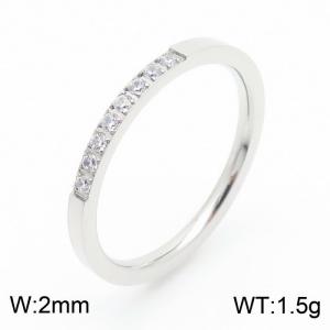 Fashionable and personalized stainless steel diamond inlaid women's temperament silver ring - KR1088307-K