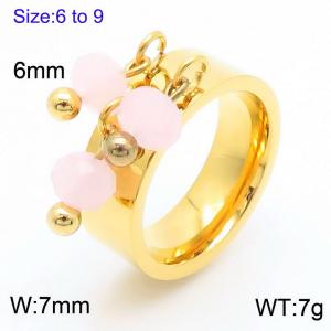 Stainless steel round bead tassel ring for women special design personalized gold color jewelry - KR1088433-Z