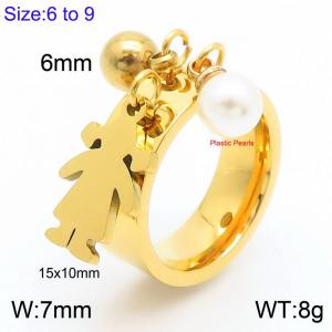Personalized Stainless Steel girl Charm Tassel Ring for Women Polished Gold Color  Trendy Jewelry - KR1088447-Z