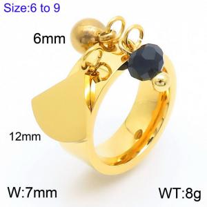 Personalized Stainless Steel Scalloped Charm Tassel Ring for Women Polished Gold Color Trendy Jewelry - KR1088448-Z