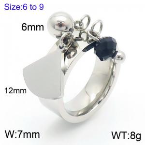 Personalized Stainless Steel Scalloped Charm Tassel Ring for Women Polished Trendy Jewelry - KR1088449-Z