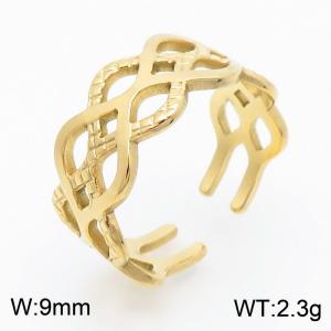 Women Elegant Gold-Plated Stainless Steel Cuff Jewelry Ring - KR1088462-SP