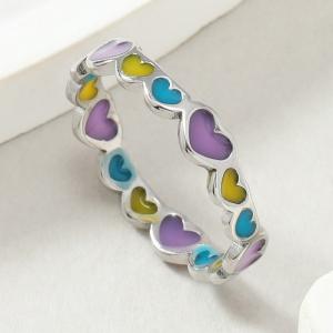 Love Drops Oil Night Glow Titanium Steel Ring - KR109867-WGZQ