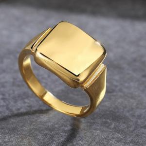 Smooth square retro titanium steel ring - KR109868-WGRZ