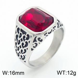 Punk Gothic European and American fashion stainless steel Ring with Red Gemstone - KR109903-TGX