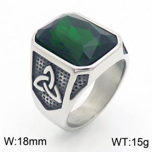 Punk Gothic European and American fashion stainless steel Ring with Square Black Gemstone - KR109911-TGX
