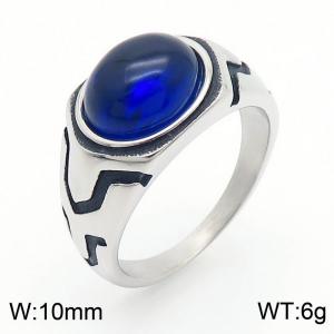 European and American personality retro gemstone men's titanium steel ring - KR109952-TLX