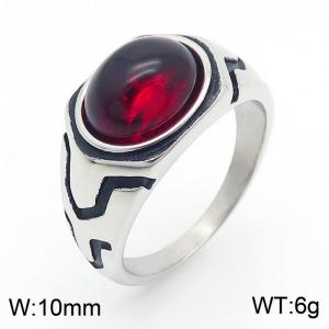 European and American personality retro gemstone men's titanium steel ring - KR109953-TLX