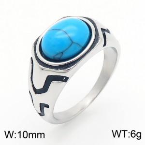 European and American personality retro gemstone men's titanium steel ring - KR109954-TLX