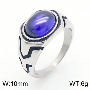 European and American personality retro gemstone men's titanium steel ring - KR109955-TLX