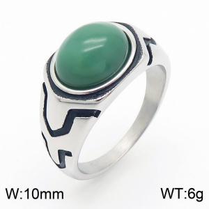 European and American personality retro gemstone men's titanium steel ring - KR109957-TLX