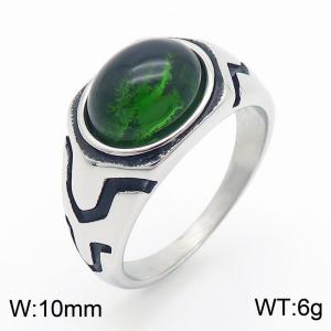 European and American personality retro gemstone men's titanium steel ring - KR109960-TLX