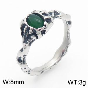 European and American style personalized retro original design branch gemstone men's and women's titanium steel rings - KR109962-TLX