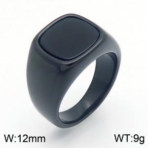 Smooth black gemstone men's titanium steel ring - KR110112-WGSG