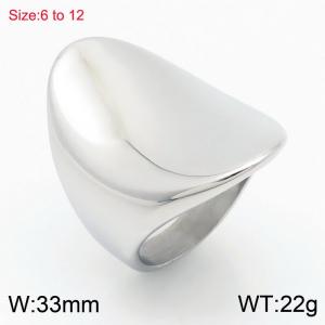 Exaggerated elliptical smooth surface with high-end feel, laser logo stainless steel ring - KR110178-K