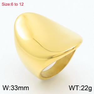 Exaggerated elliptical smooth surface with high-end feel, laser logo stainless steel ring - KR110179-K
