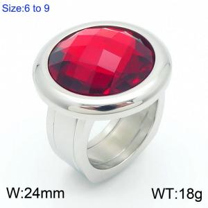 Stainless Steel Stone&Crystal Ring - KR110690-K