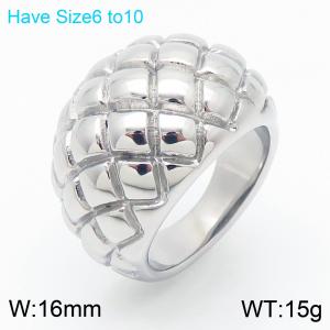 Stainless Steel Pineapple Pattern Round Ring - KR110724-K