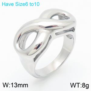 Stainless Steel Figure 8 Twist Round Ring - KR110725-K