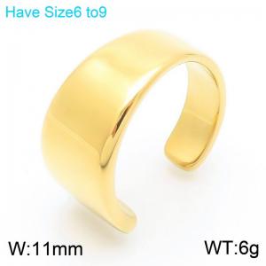European and American fashion personality stainless steel creative asymmetric C-shaped opening charm gold ring - KR111061-K