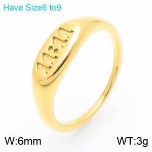 European and American fashion personality stainless steel creative carving 11：11 logo schedule charm gold ring - KR111089-KLX