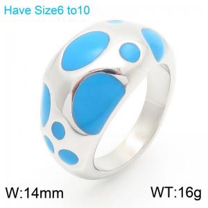 Blue Spot Spherical Ring For Women Punk Stainless Steel Trendy Jewelry - KR111175-K