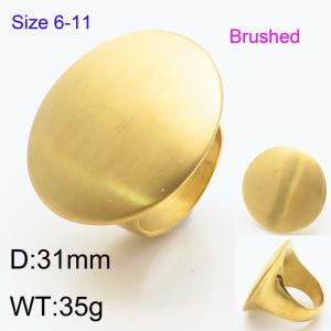 Trendy temperament exaggerated circular mirror polished engraved ring 18k gold-plated men's and women's atmospheric stainless steel Gold-plating Ring - KR111196-TOM