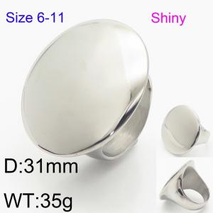 Trendy temperament exaggerated circular mirror polished engraved ring 18k gold-plated men's and women's atmospheric stainless steel ring - KR111197-TOM