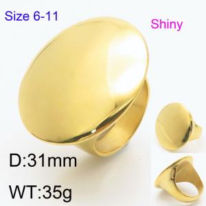 Trendy temperament exaggerated circular mirror polished engraved ring 18k gold-plated men's and women's atmospheric stainless steel Gold-plating Ring - KR111198-TOM