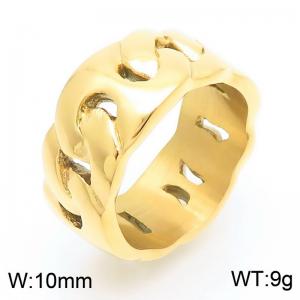 Stainless Steel 304 Hollow Ring Men's Gold Color - KR111231-KJX