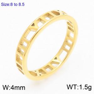 Fashionable and personalized Ins style stainless steel creative hollow Roman numerals geometric charm gold ring - KR111272-KFC