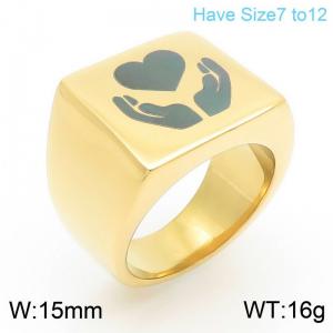 Stainless Steel Smooth Laser Personalized Hands Love Ring - KR111360-Z