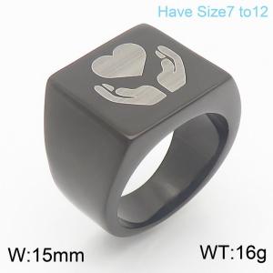 Stainless Steel Smooth Laser Personalized Hands Love Ring - KR111361-Z