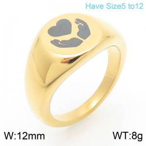 Stainless Steel Smooth Laser Personalized Hands Love Ring - KR111363-Z