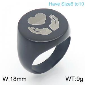 Stainless Steel Smooth Laser Personalized Hands Love Ring - KR111366-Z