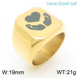 Stainless Steel Smooth Laser Personalized Hands Love Ring - KR111368-Z