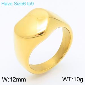 Gold-Plated Stainless Steel Love Heart Blank Jewelry Ring - KR111429-GC