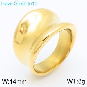 Unisex Shiny Blank Gold-Plated Stainless Steel Jewelry Ring - KR111433-GC