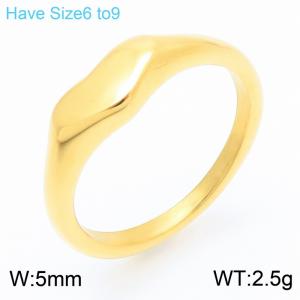 Unisex Simple Blank Gold-Plated Stainless Steel Jewelry Ring - KR111435-GC
