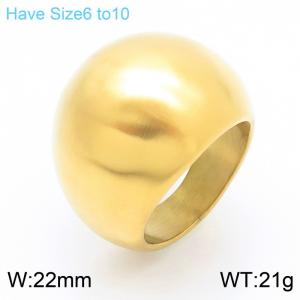 European and American high-end exaggerated personality stainless steel creative top light surface round temperament gold ring - KR111629-GC
