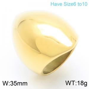 European and American high-end exaggerated personality stainless steel creative top light surface geometric temperament gold ring - KR111633-GC